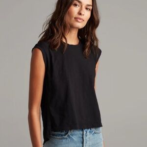 Rowan Savannah Cotton Slub Muscle Tank Top Black Large NWOT